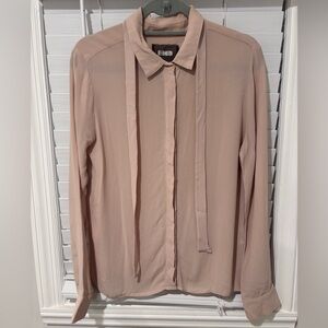 Reformation Tan Button Down Shirt with Peter Pan Collar